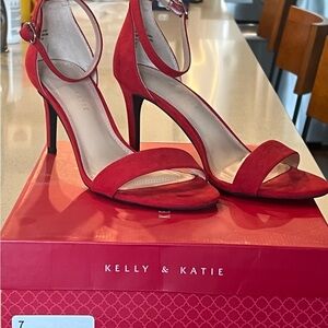 Kelly & Katie Red Stiletto Heels with Ankle Strap